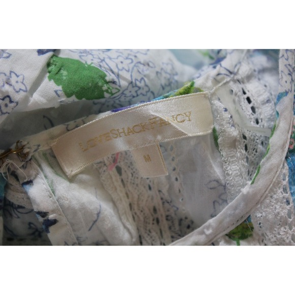 LoveShackFancy Floral Ruffle Cottage Smocked Tiered Mini Dress SZ Medium Twee - Picture 10 of 16